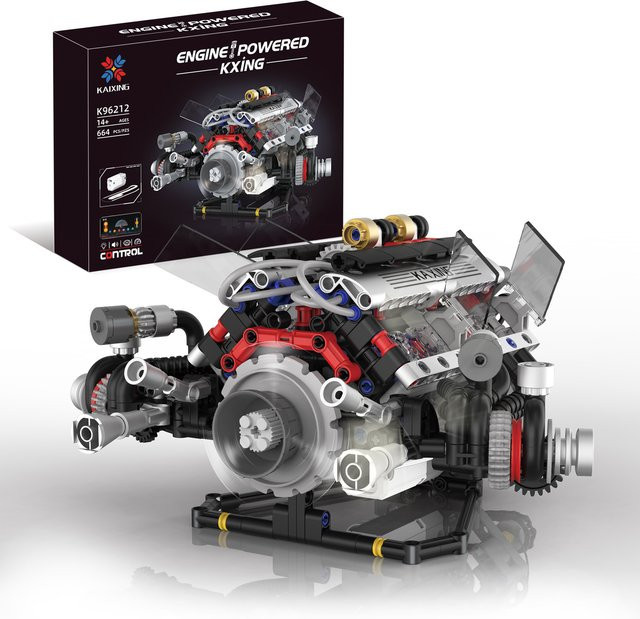 Wishiot K96212 F+1 Supercar V8 Motor DIY Modellbausatz mit 664 Bausteinen, LED Licht und App-Steuerung, Mehrfarbig - Bild 1