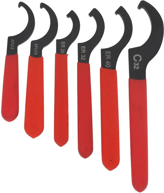 6er Set Universal-Hakenschlüssel APU13 aus Stahl in Schwarz für verstellbare Stoßdämpfer und Coilover - Bild 1