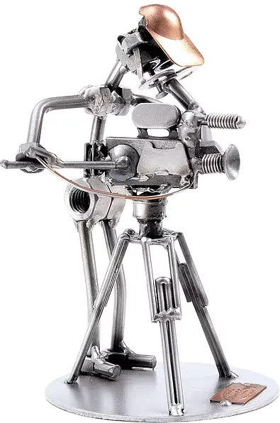 Schraubenmännchen Kameramann von Hinz & Kunst aus Metall in Silber - Bild 1