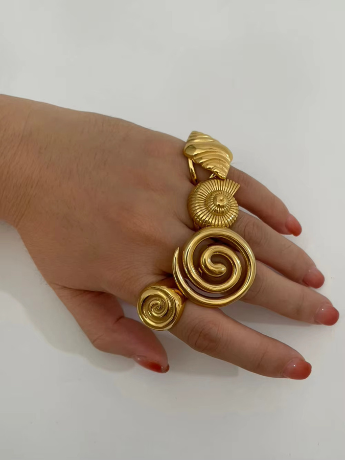 Erpels Damenring Edelstahl, Muschel, Spiral Hohlöffnung - Bild 2