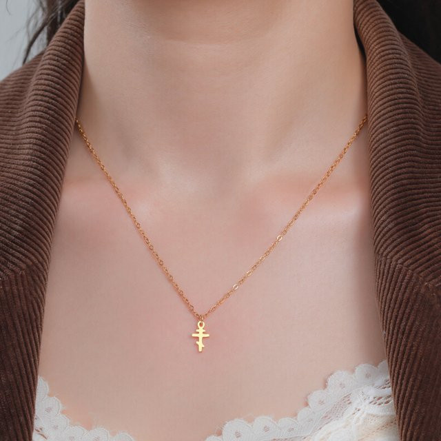 Unift Halskette mit Kreuz-Anhänger, Edelstahl, Gold, Unisex - Bild 1