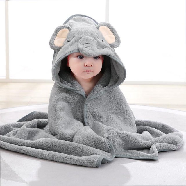 Newage Baby Badetuch mit Kapuze aus Coral Fleece in Grau - Bild 1