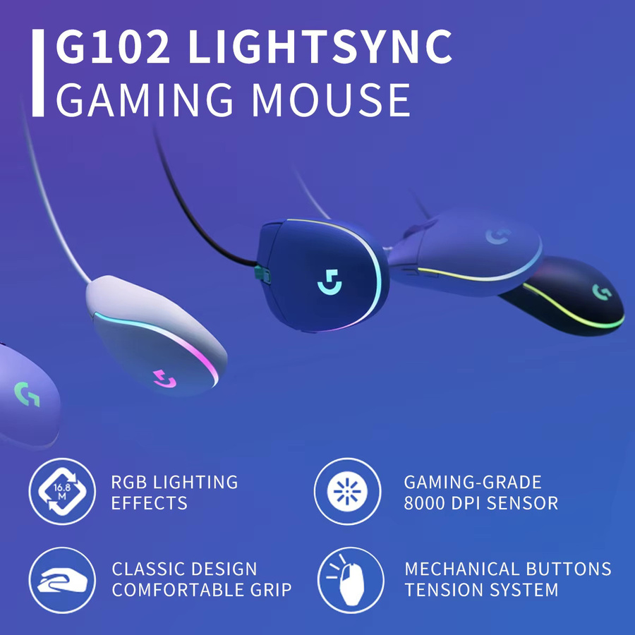 Logitech G102 Gaming-Maus mit RGB-Hintergrundbeleuchtung und 8000 DPI in Blau - Bild 4