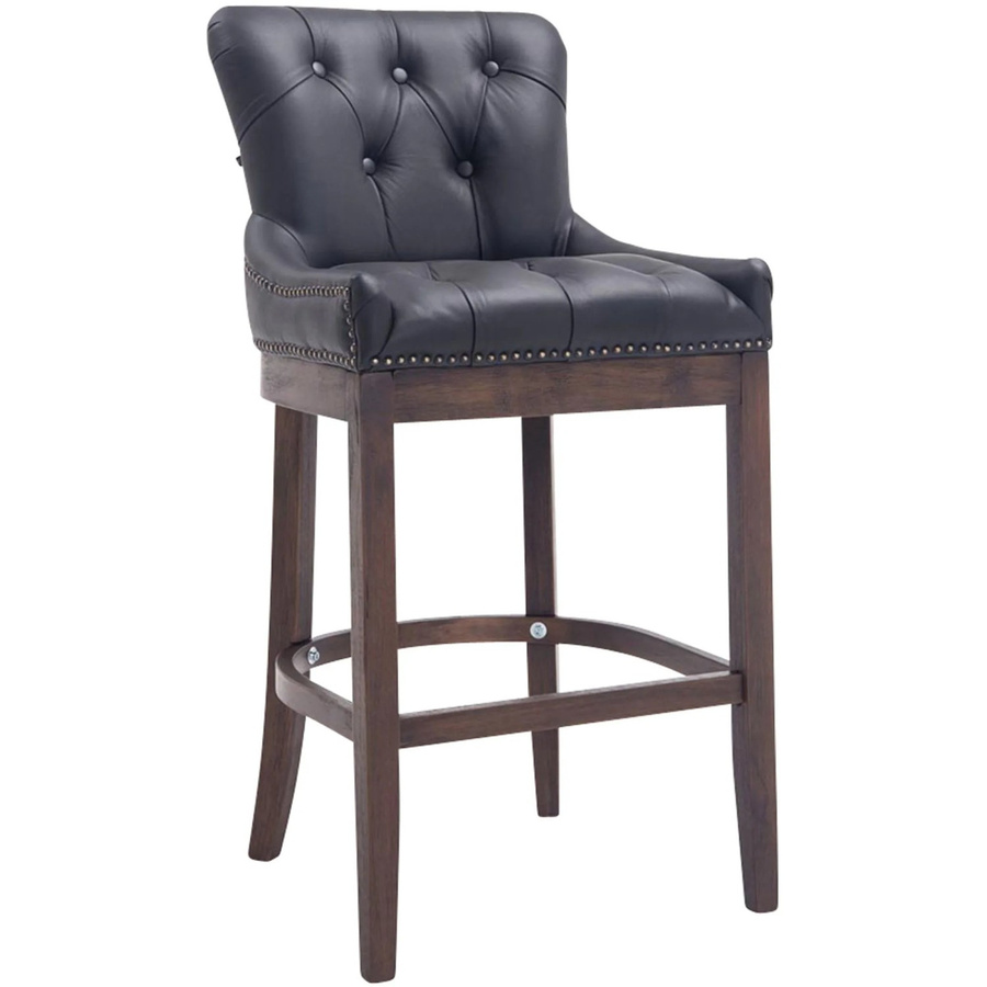DELUKE Barhocker KAGAD aus Echtleder mit Lehne in Schwarz und Dunkelbraun, B/T/H: 55 x 57 x 109 cm - Bild 2