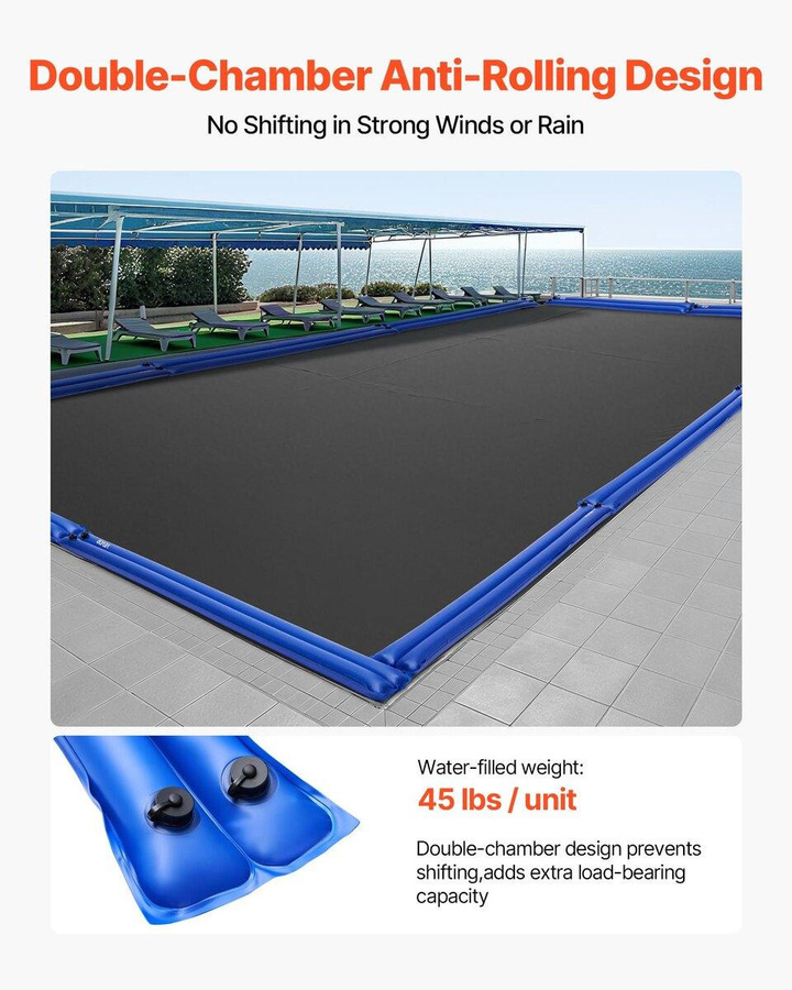 Buying Solutions MB 12er-Pack Doppelkammer-Wassersäcke mit Schläuchen für Winter-Poolabdeckungen aus blauem PVC, Länge: 244 cm - Bild 6