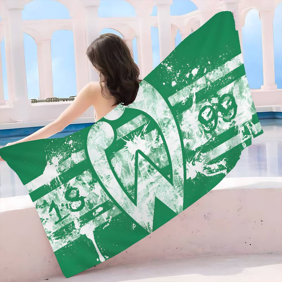 Strandtuch mit W Werder B Bremen Logo aus Mikrofaser und Baumwolle, schnelltrocknend und saugfähig, Breite: 30 cm, Tiefe: 30 cm - Bild 3