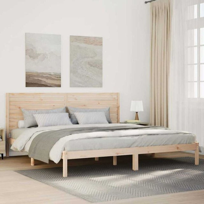 Massivholzbett aus Kiefer in Braun im Landhaus- und Skandinavischen Stil von Vidaxl, B/T/H: 180 x 210 x 185,5 cm - Bild 1