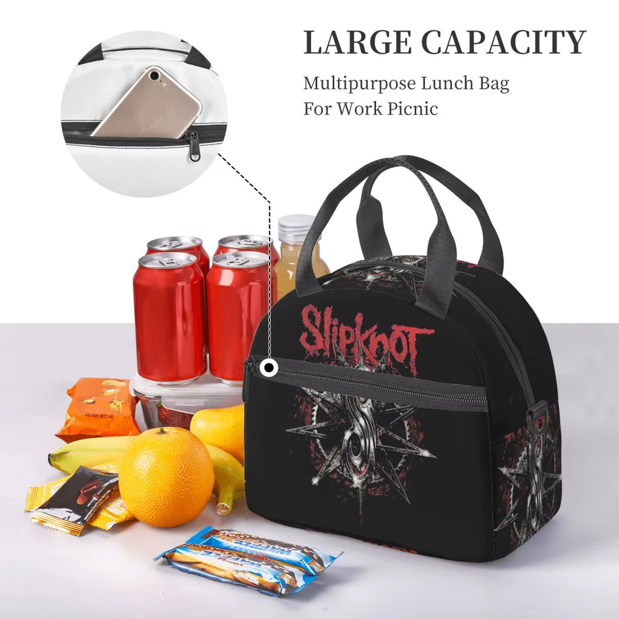 S-Slipknots Heavy Mental Music Isolierte Lunchtasche, auslaufsichere Thermo-Lunchbox in Schwarz - Bild 2