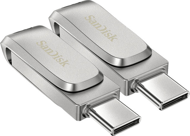 SanDisk Ultra Dual Drive Luxe USB-C und USB-A Flash-Laufwerk Doppelpack, Silber, 128 GB - Bild 1