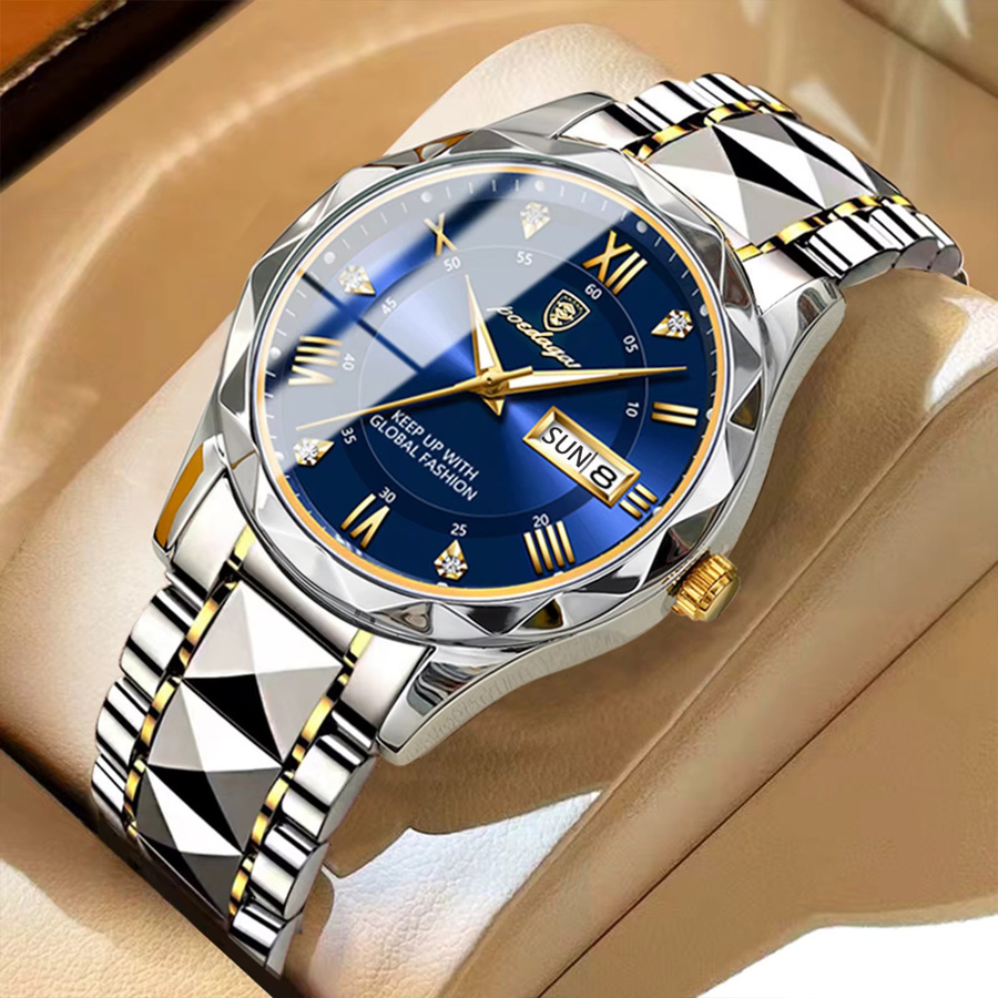 POEDAGAR Armbanduhr, Quarz, Edelstahl, Blau, Herren - Bild 2