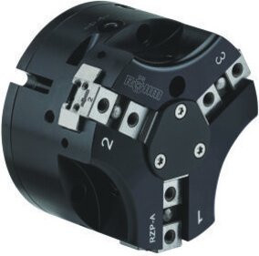 RÖHM Pneumatischer Zentrischgreifer RZP-A LKR70 in Schwarz aus Aluminium mit 3xM6 KH9 BH4 - Bild 1