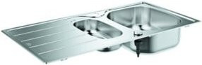 Grohe Einbauspüle K200 60-S aus Edelstahl in Silber mit Abtropffläche, wendbar, Breite: 96,5 cm, Tiefe: 50 cm, Höhe: 16,5 cm - Bild 1