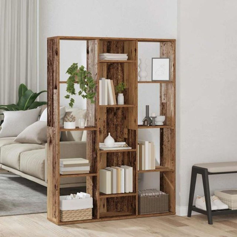 Vidaxl Raumteiler und Bücherregal in Altholz-Optik, Braun, Holzwerkstoff, B: 100 cm, T: 24 cm, H: 140 cm - Bild 1