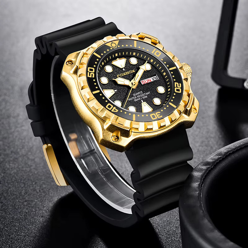 FOXBOX Armbanduhr, Quarz, Silikon, Schwarz, Herren - Bild 4