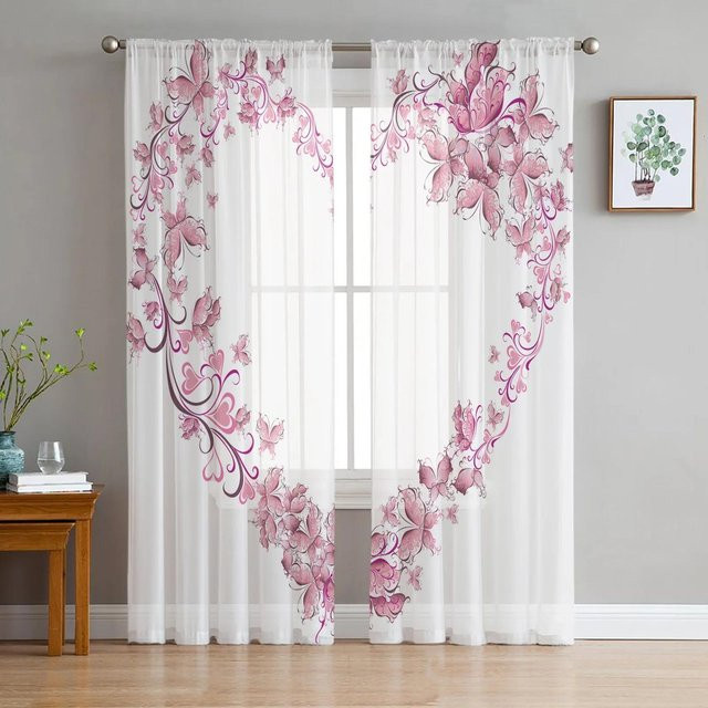 Yiran Furniture Transparente Tüllvorhänge mit modernem Grafikmuster in Grau und Weiß, Breite: 135 cm, Höhe: 115 cm - Bild 1