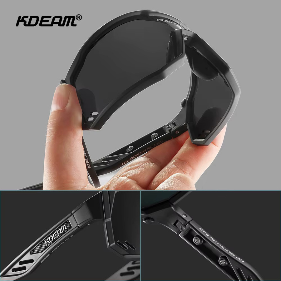 Kdeam Sportsonnenbrille, Herren, Vollrand, Tr90, schwarz, polarisiert - Bild 2