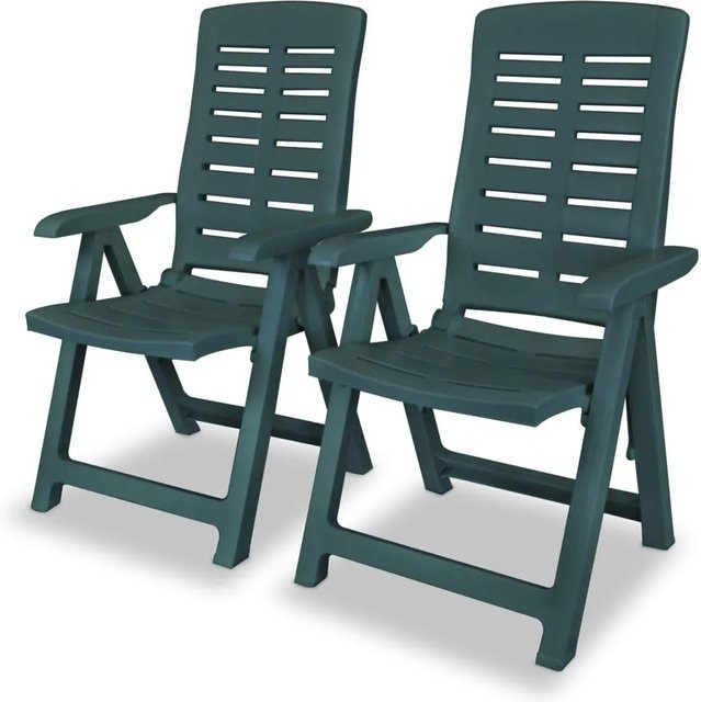 Furnicato 2er Set Verstellbare Gartenstühle aus Kunststoff in Grün, witterungsbeständig und zusammenklappbar, B/T/H: 60 x 61 x 108 cm - Bild 1