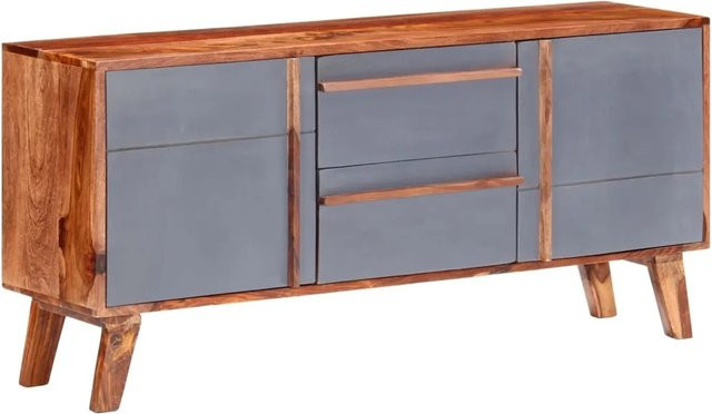 vidaXL Sideboard aus Massivholz in Grau, B/T/H: 120 x 30 x 55 cm - Bild 1