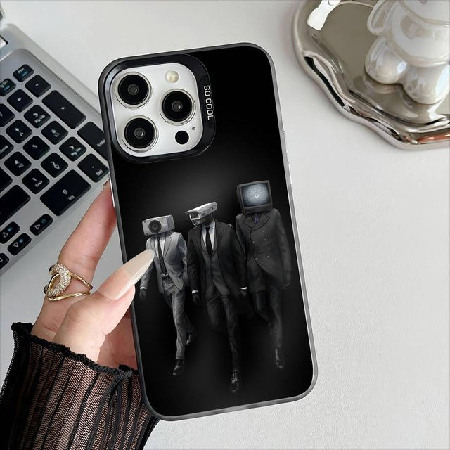 Skibidi T-Toilette Anime Handyhülle für Apple iPhone 11 12 13 14 15 16 Pro Max Plus in Schwarz - Bild 1