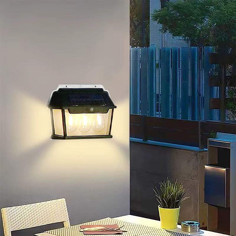 ESMARTER LED Solar Wandlampe mit Filament-Leuchtmittel und Bewegungssensor, Schwarz, Warmweiß - Bild 6