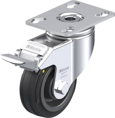 Blickle Lenkrolle LKPA-VPA 80K-FI-EL mit Feststeller, Rad-Durchmesser: 80 mm, Tragfähigkeit: 60 kg, Farbe: Schwarz/Silber - Bild 1