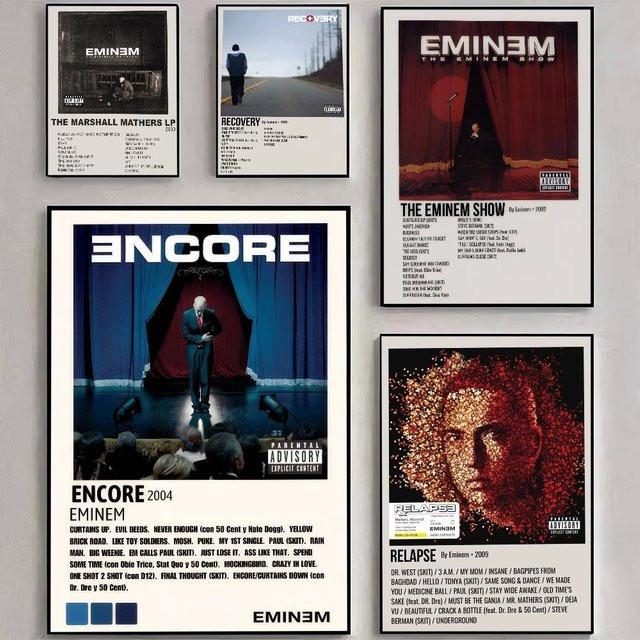 Wasserfester Eminem Rap Poster Wandaufkleber in Mehrfarbig mit Typografie-Design - Bild 1