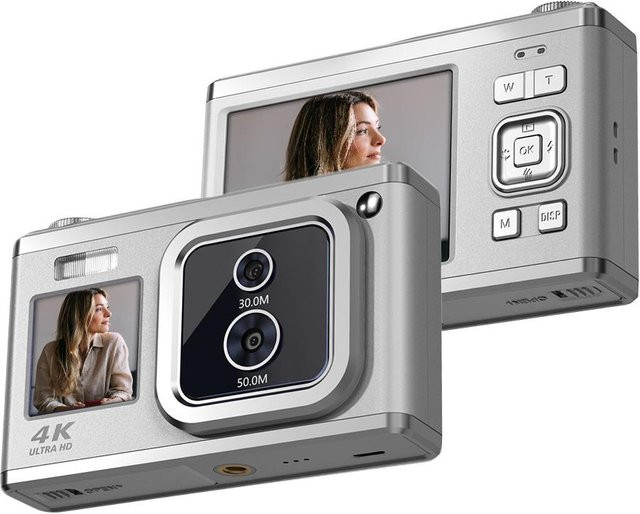 Andoer Digitalkamera Kompaktkamera in Silber mit 50MP, 4K Ultra HD und 16X Zoom - Bild 1