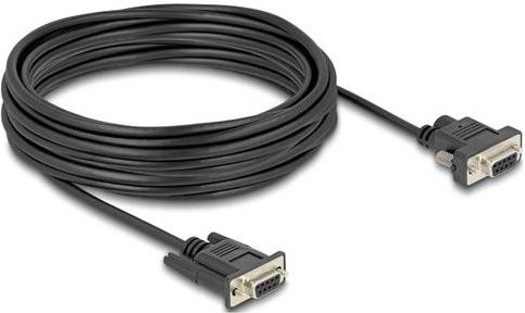 Delock Seriell Anschlusskabel mit 1x D-SUB-Buchse 9pol., DC-Buchse 5.5mm und 1x D-SUB-Buchse 9pol., 10m, Schwarz - Bild 1