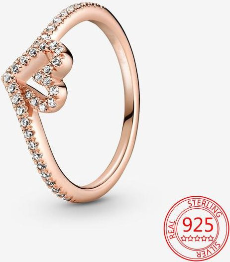 Diamantring 925 Silber, Roségold, Diamant, Zirkonia, Damen, Ringgröße 9 - Bild 1