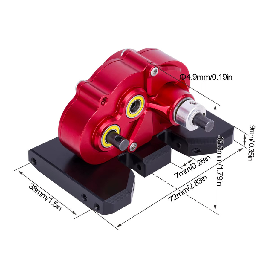 Fimonda OD-3 Overdrive-Getriebe, CNC Leichtgewichtige Einstellbare Getriebebox, 1:10, Metall, Schwarz - Bild 2