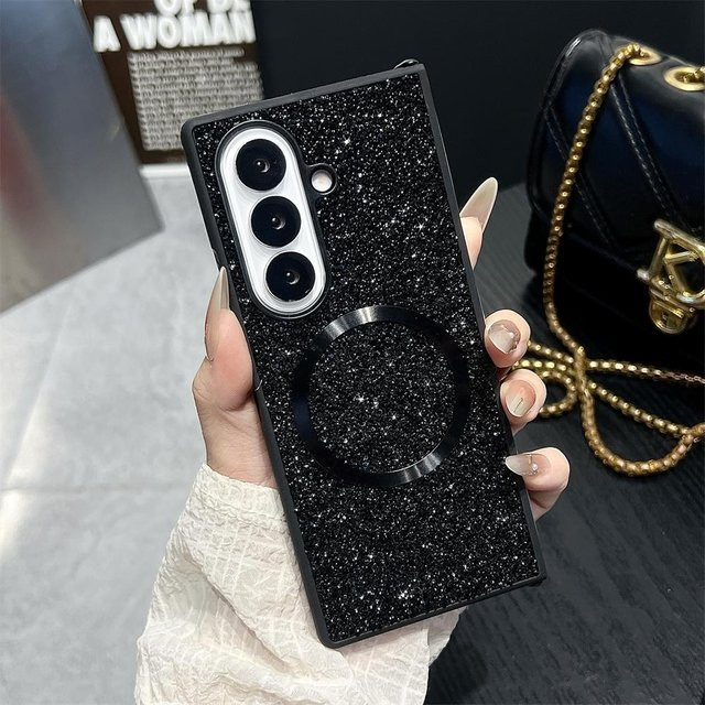 Luxus Glitzer Magnetische Handyhülle für Samsung Galaxy Z Fold 7 6 5 4 3 5G mit MagSafe Kompatibilität in Schwarz - Bild 1