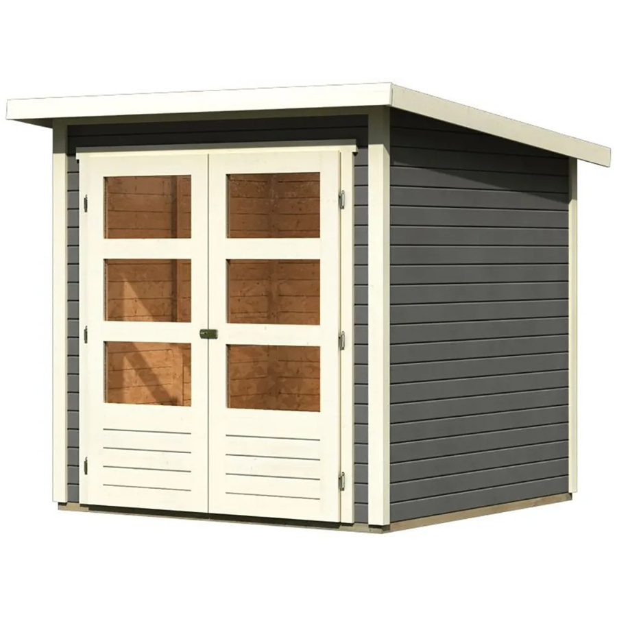 Karibu Holz-Gartenhaus Sitten in Terragrau mit Pultdach und lackierter Oberfläche, B/T: 182 x 182 cm - Bild 2