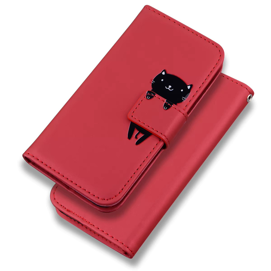Cartoon Flip Lederhülle für Xiaomi 17T Pro und Xiaomi 15T Pro mit magnetischem Telefonständer und Kartenfächern in Beige oder Rot - Bild 2