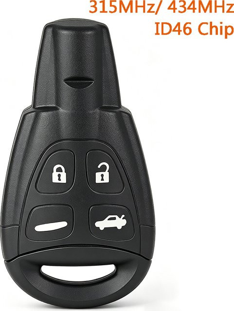 KEYECU Ersatz-Fernbedienungsschlüssel für SAAB 93 95 9-3 9-5 mit ID46 Chip, 4-Tasten Autoschlüssel in Schwarz, 315MHz/434MHz - Bild 1