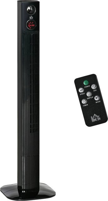 HOMCOM Turmventilator in Schwarz aus Kunststoff und Edelstahl mit Fernbedienung, Timer und Oszillation, B/T/H: 31,5 x 31,5 x 117 cm - Bild 1