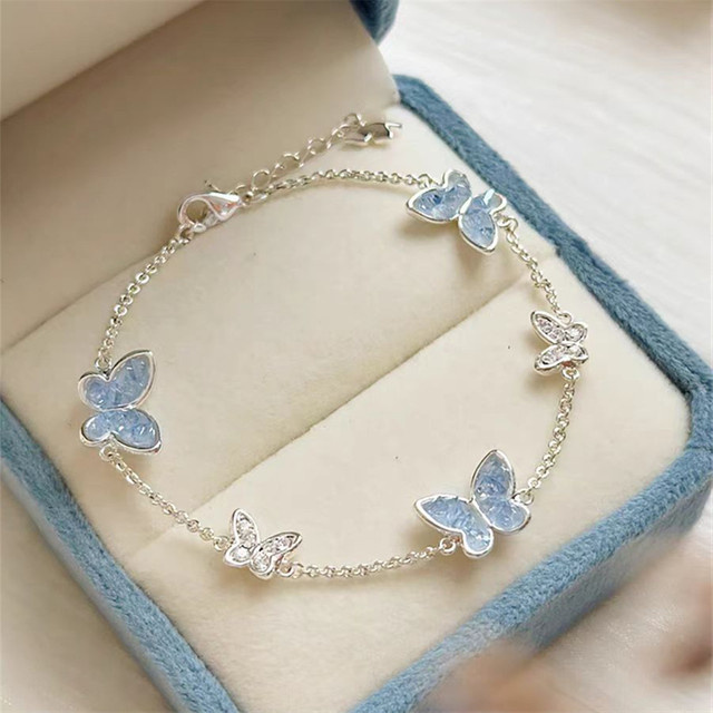 Rinhoo Schmuck-Set, Silber, Kristall, Schmetterling, Damen - Bild 1