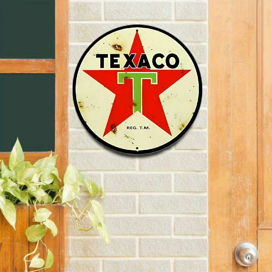 Potdemiel Vintage Texaco Red Star Metallschild rund in Rot für deine Wandgestaltung - Bild 2
