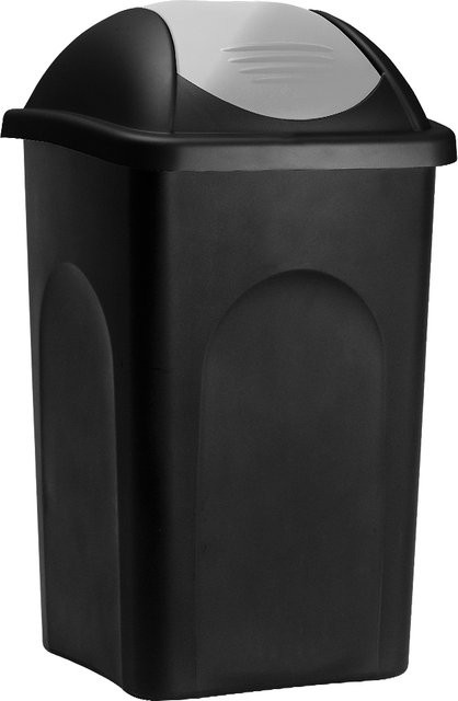 Stefanplast Mülleimer aus Kunststoff in Schwarz und Silber mit 60 l Fassungsvermögen - Bild 1