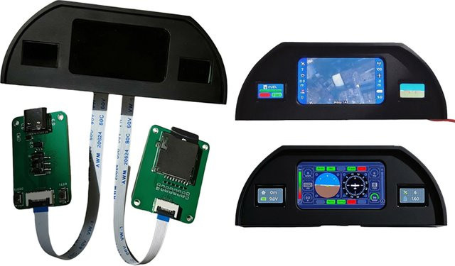 SHUAICHI Fluginstrumenten-Dashboard-Modell mit 1,47 Zoll oder 0,42 Zoll Bildschirmanzeige in Schwarz mit MAVLink-Telemetrieausgang für Flugsteuerung - Bild 1