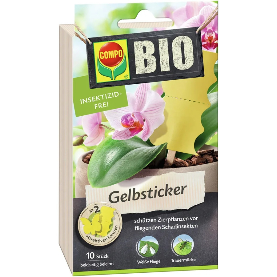 Compo BIO Gelbsticker gegen fliegende Schadinsekten, 10 Stück, Gelb - Bild 2