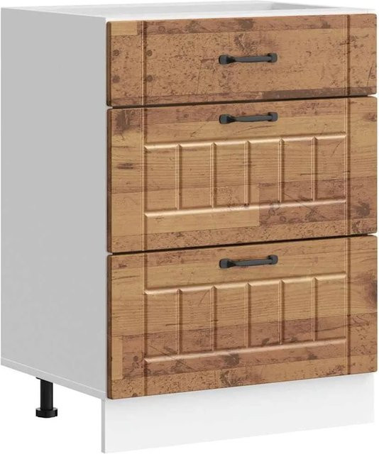 DELUKE Küchenunterschrank MARO in Altholz-Optik mit Schublade, Farbe: Braun, B/T/H: 60 x 46 x 81,5 cm - Bild 1