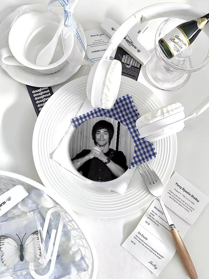 B-Bruce L-Lee Kungfu Brosche, Weiß, Minimalistisch - Bild 3