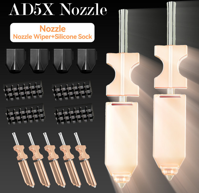 Flashforge AD5X Bimetallische Gehärtete Stahldüse mit Silikon-Sockel für Hotend Extruder und Heizblock - Bild 1