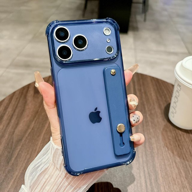 YULIN Silikon Handyhülle mit fluoreszierendem Armband und Ständer für iPhone 17 Pro Max, 16, 15, 14, 13, 12, 11 Plus, transparent/blau, stoßfeste weiche Schutzhülle - Bild 1