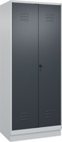 C+P Putzmittel-Spind Classic PLUS mit Sockel und 2 Abteilen, Grau/Anthrazit, H x B x T: 195 x 80 x 50 cm, mit Sicherheits-Drehriegel und Stahlkonstruktion - Bild 1