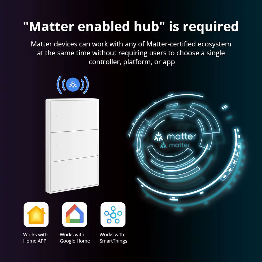 Zemismart Matter Over WiFi Physischer Drucktastenschalter in Weiß, Intelligenter Wandlichtschalter für Google Home, Apple HomeKit und SmartThings, Modernes Design - Bild 2