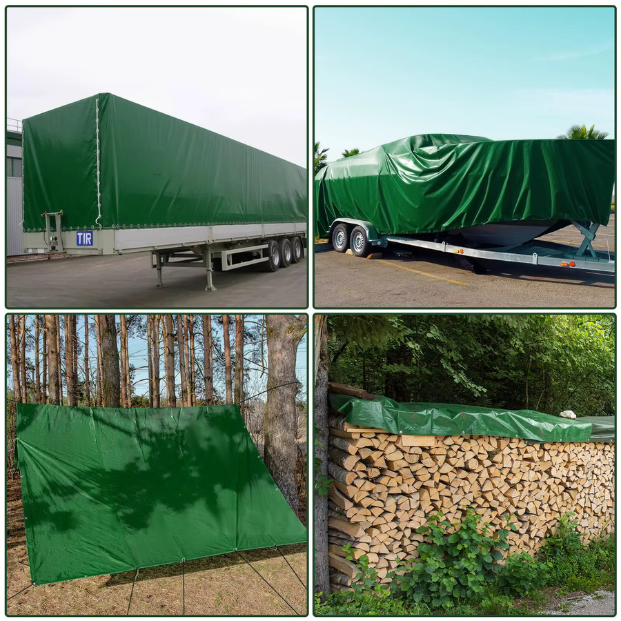 Wasserdichte Premium Schwerlast-PVC-Plane in Grün mit verstärkten Ösen und 10m Seil, reißfeste UV- und frostbeständige Abdeckung für Garten, Terrasse und LKW - Bild 8