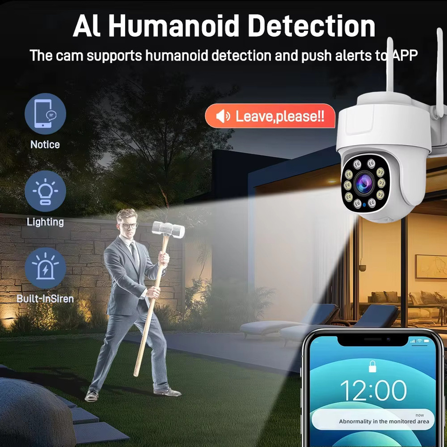 Cloud365 Smart Home WLAN-IP-Kamera PTZ Outdoor mit 5MP 2k Auflösung, wasserdichter Sicherheitsschutz und Vollfarb-Nachtsicht in Weiß - Bild 4