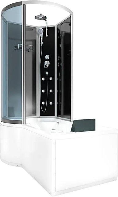 AcquaVapore Kombination Whirlpool Dusche K50-R30-WP-EC Duschkabine mit Wanne in Schwarz oder Weiß, B/T: 170 x 100 cm - Bild 1