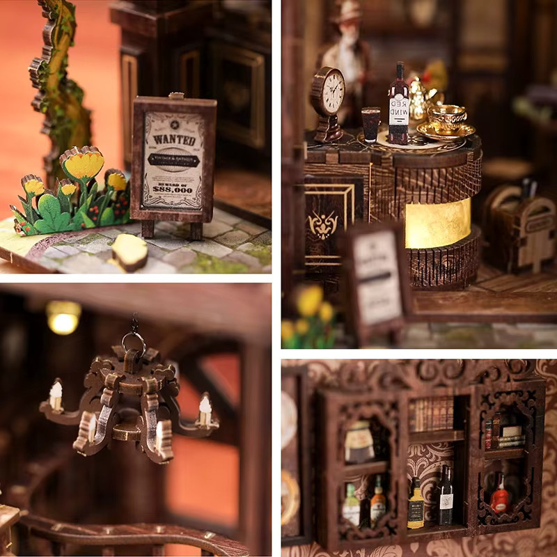 DIY Buch Nook Kit zuuton Miniatur Holz Puppenhaus 3D Puzzle Montage Modell Gebäude mit Licht als Bücherregal Einsatz Dekoration - Bild 3